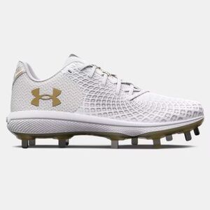 UNDER ARMOUR UA Glyde 2 MT Women's Softball Cleats Metallic Gold White SZ 6 NEW